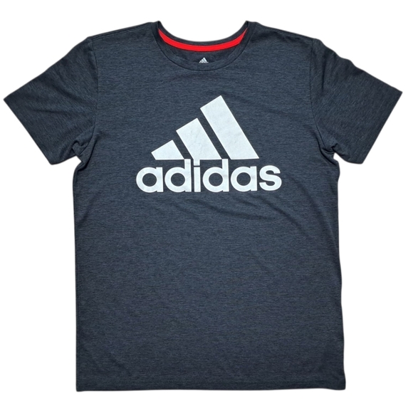 adidas Tops - Adidas Womens Graphic Tee Charcoal Gray Heathered Short Sleeve Logo T-Shirt